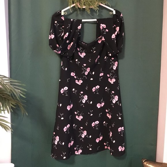 Black Floral Mini Dress - Picture 2 of 3